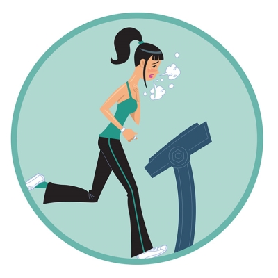 graphic of woman running on treadmill